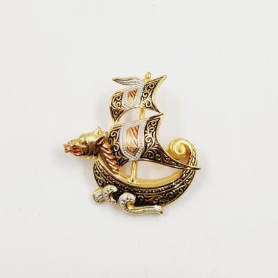 VIKINNG DRAGON SHIP PIN BROOCH