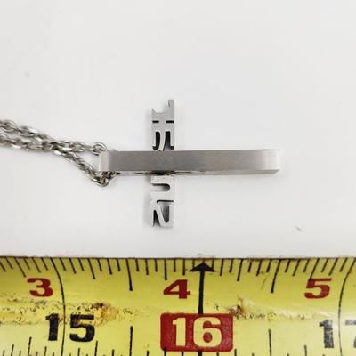 STAINLESS STEEL -JESUS- CROSS NECKLACE