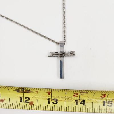 STAINLESS STEEL -JESUS- CROSS NECKLACE