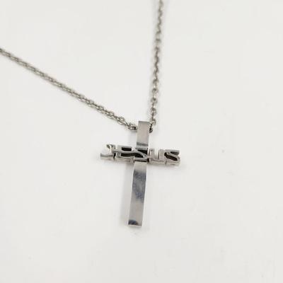 STAINLESS STEEL -JESUS- CROSS NECKLACE