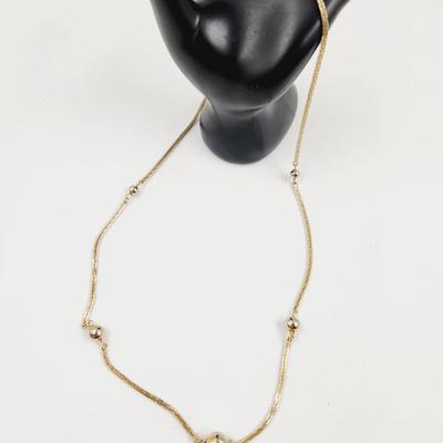 VINTAGE AVON GOLD TONED BEAD & CHAIN NECKLACE