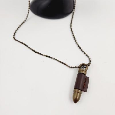 CUTE ANTIQUE FINISH METAL BASE BULLET NECKLACE