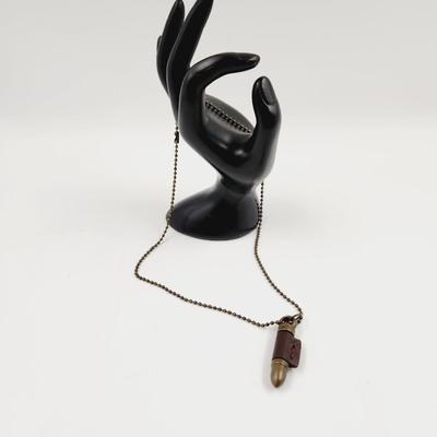 CUTE ANTIQUE FINISH METAL BASE BULLET NECKLACE