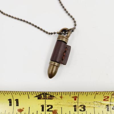 CUTE ANTIQUE FINISH METAL BASE BULLET NECKLACE