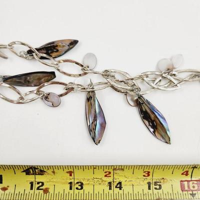ABALONE SILVER TONED DESIGNER NECKLACE