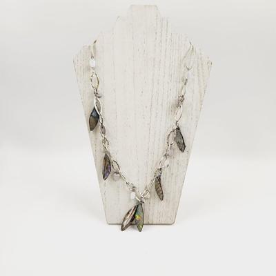 ABALONE SILVER TONED DESIGNER NECKLACE