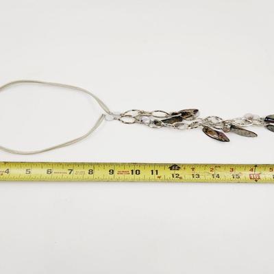 ABALONE SILVER TONED DESIGNER NECKLACE