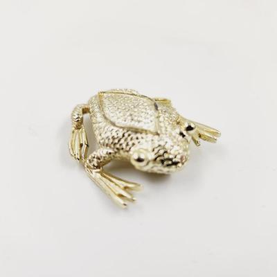LIGHT GOLD TONED FROG PENDANT PIN