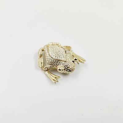 LIGHT GOLD TONED FROG PENDANT PIN