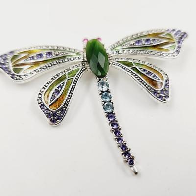 MULTI - COLORED BEAUTIFUL SILVER TONED DRAGON FLY