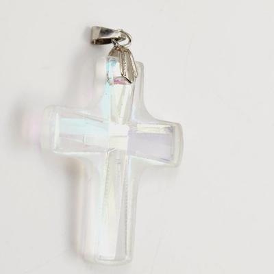 BEAUTIFUL IRIDESCENT CROSS PENDANT