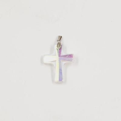 BEAUTIFUL IRIDESCENT CROSS PENDANT