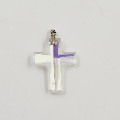 BEAUTIFUL IRIDESCENT CROSS PENDANT