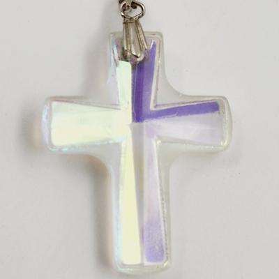 BEAUTIFUL IRIDESCENT CROSS PENDANT