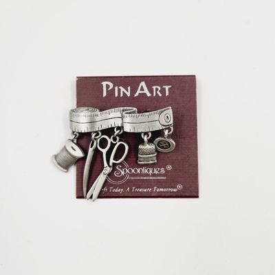 PEWTER PIN ART SEWING THEMED PIN