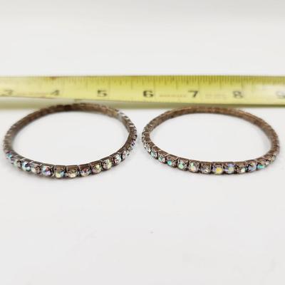 GLASS RHINESTONE STRETCHY BRACELET SET