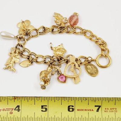 QVC KIRK & FOLEY GOLD TONED CHARMED BRACELET