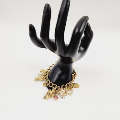 QVC KIRK & FOLEY GOLD TONED CHARMED BRACELET