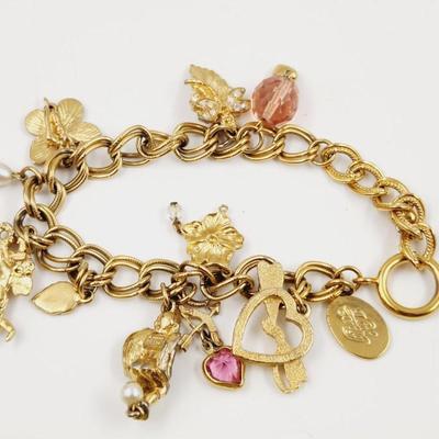 QVC KIRK & FOLEY GOLD TONED CHARMED BRACELET