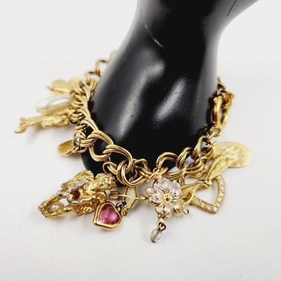 QVC KIRK & FOLEY GOLD TONED CHARMED BRACELET