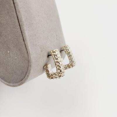 VINTAGE NAPIER GLASS RHINESTONE & SILVER TONED EARRINGS