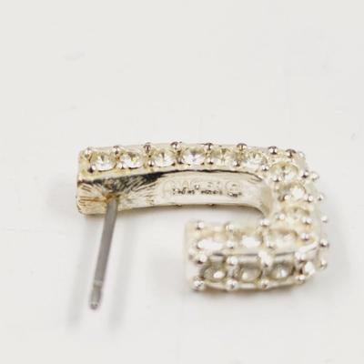 VINTAGE NAPIER GLASS RHINESTONE & SILVER TONED EARRINGS
