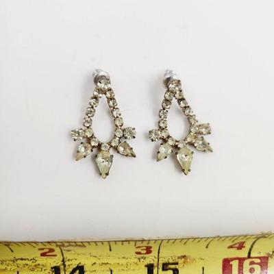 ANTIQUE GLASS RHINESTONE NECKLACE & EARRING SET