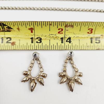 ANTIQUE GLASS RHINESTONE NECKLACE & EARRING SET