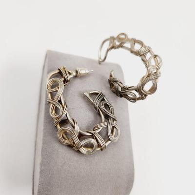 ARTISTIC SILVER TONED WIRE WRAPPED EARRINGS