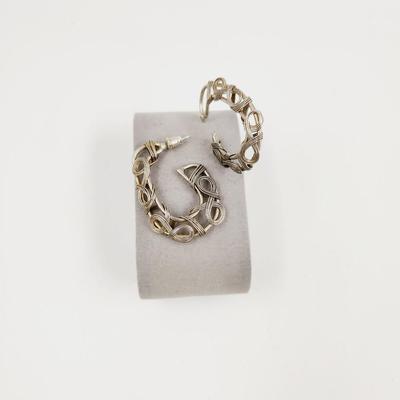 ARTISTIC SILVER TONED WIRE WRAPPED EARRINGS