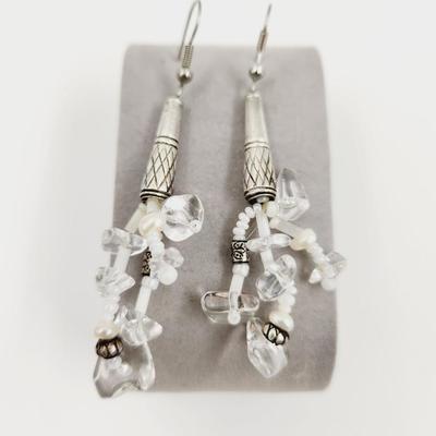 HAND CRAFTED SILVER TONED DESIGNED EARRINGS