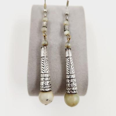 SILVER TONED HAND CRAFTED DESIGNED EARRINGS #2