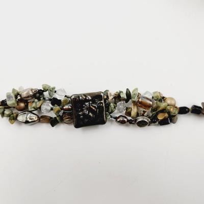 STUNNING HAND CRAFTED MULTI STONE CLASP BRACELET