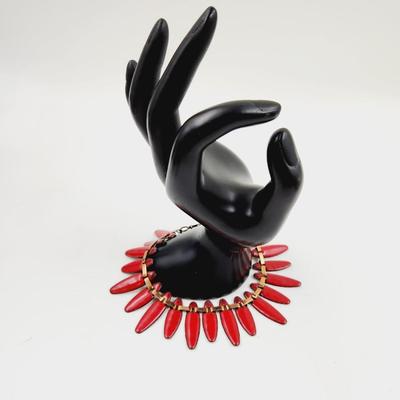 VINTAGE RED ENAMEL & COPPER BRACELET