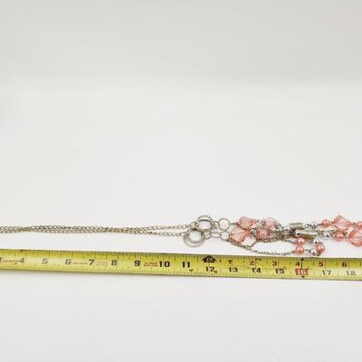 SILVERTONED & PINK DESIGNED NECKLACE