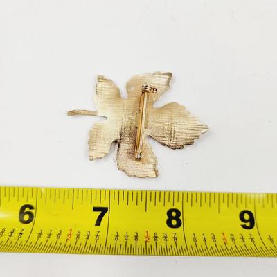 VINTAGE ORANGE LEAF BROOCH