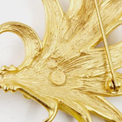 SWAROVSKI CRYSTAL GOLD TONED WHEAT BROOCH
