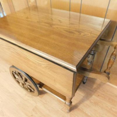 Vintage Drop Leaf Rolling Tea Cart