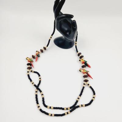 ECLECTIC WOODEN PARROT NECKLACE