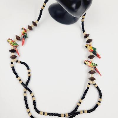 ECLECTIC WOODEN PARROT NECKLACE