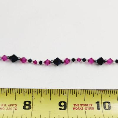 HAND CRAFTED BLACK & PINK CRYSTAL BRACELET