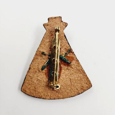 NATIVE AMERICAN MADE LEATHER CRAFTED TEEPEE PIN
