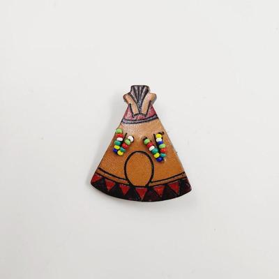 NATIVE AMERICAN MADE LEATHER CRAFTED TEEPEE PIN