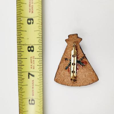 NATIVE AMERICAN MADE LEATHER CRAFTED TEEPEE PIN