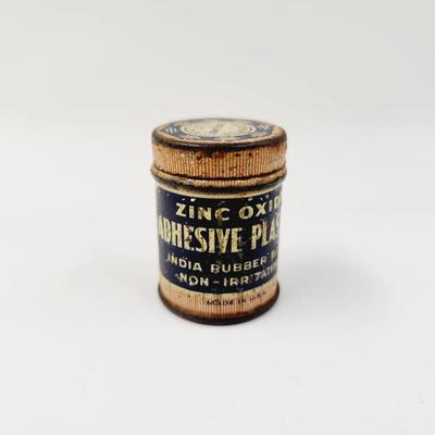 ANTIQUE METAL ZINC OXIDE ADHESIVE PLASTER CONTAINER