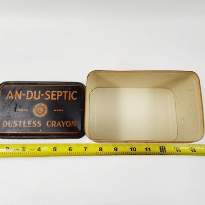 VINTAGE AN-DU-SPETIC DUSTLESS CRAYON COLLECTABLE TIN