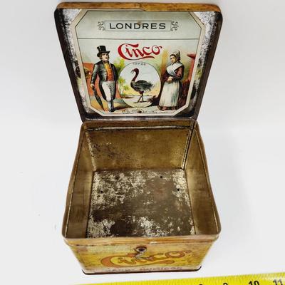 VINTAGE CINCO HANDY HUMIDOR METAL BOX
