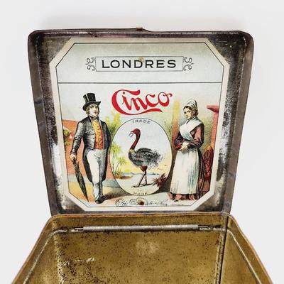 VINTAGE CINCO HANDY HUMIDOR METAL BOX