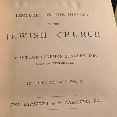 c.1885 Lectures on History of Jewish Church - 3 Volume Set