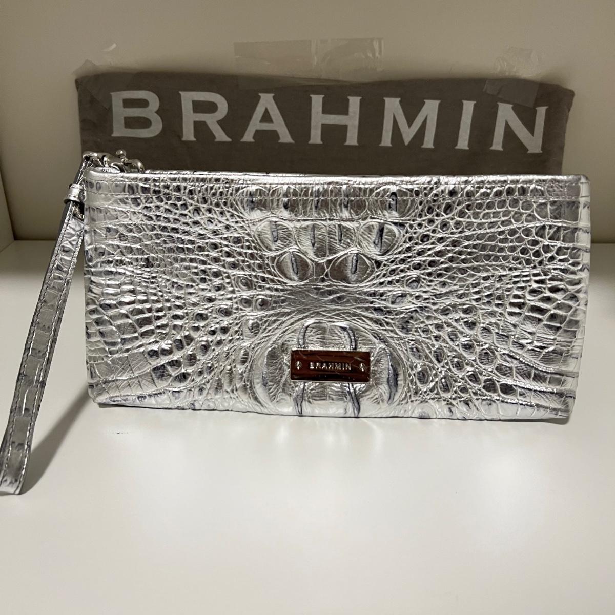 Brahmin Silver Evening Clutch Purse MC RG EstateSales
